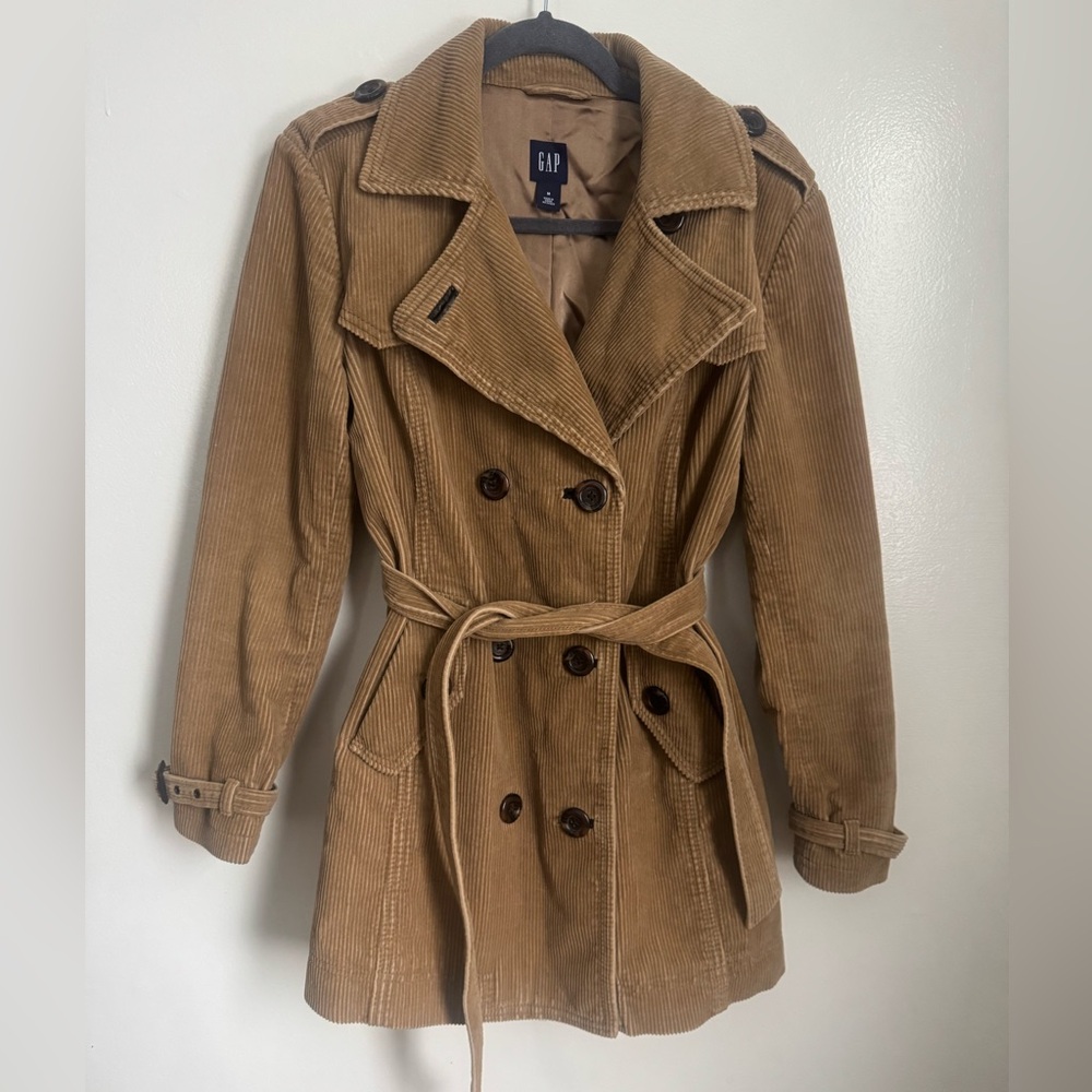 Vintage Y2K Gap Corduroy Peacoat Mini Trench M